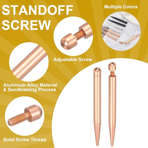 uxcell 4 Pcs 0.3" x 3"Standoff Screws Aluminum Alloy Wall Mount Sign Mounting Hardware Kit with 4pcs Screws for Hanging Acrylic Glass Signs, Rose Golden - color: Rose Golden, size: 0.3" x 3"