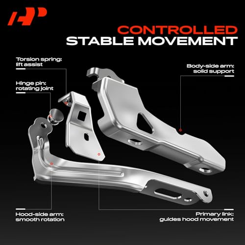 A-Premium Set of 2 Front Driver and Passenger Hood Hinges