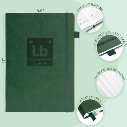 Clever Fox Laboratory Notebook, Lab Notebook, Chemistry Research Dark Green - color: Dark Green
