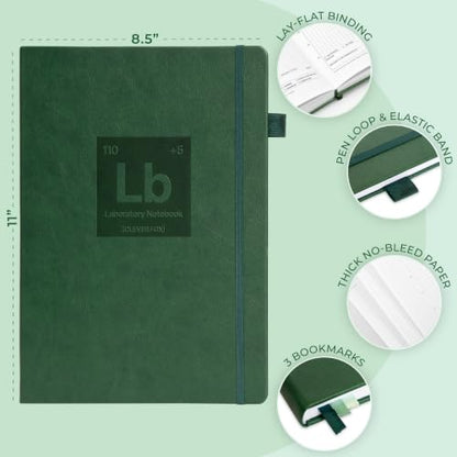 Clever Fox Laboratory Notebook, Lab Notebook, Chemistry Research Dark Green - color: Dark Green
