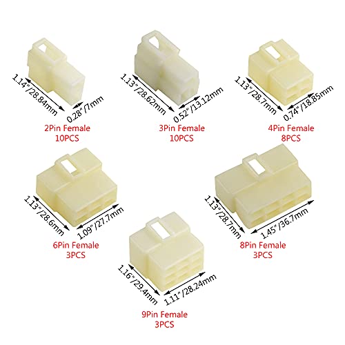 WMYCONGCONG 400 PCS 6.3mm Automotive Electrical Wire Connectors Male Female Socket Plug Terminal Kit for Motorcycle Car 2 3 4 6 8 9 Pin