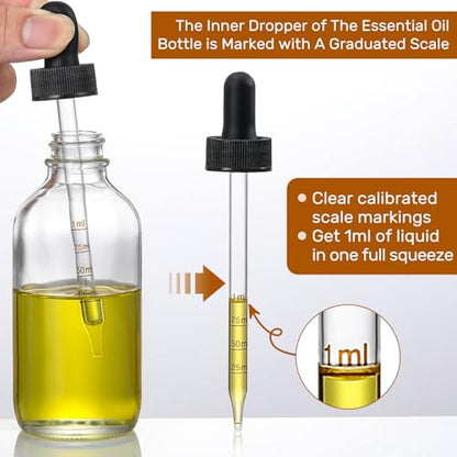 4 Pack 4oz Glass Dropper Bottles with Measured Dropper - 120ml Clear Tincture Bottles with Calibrated Glass Eye Droppers (1ml), Leakproof Essential Oil Bottle for Health, Personal Care & Beauty - color: Clear