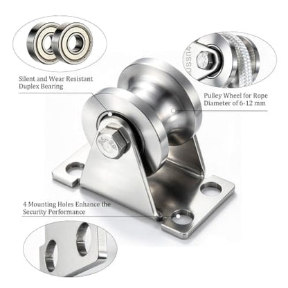 Cable Pulley Wheel Wall Mount, Duplex Bearings, Stainless Steel Rope Pulley for Pulley System, Sliding Gate, 1 Pack - size: 32mm_1 PCS