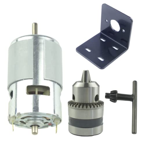 CONQUERALL 775 Motor 12V 8000RPM / 24V 16000RPM High Power DC Motor with Drill Chuck and Bracket - size: 8000-16000RPM, style: Motor+drill chuck+bracket