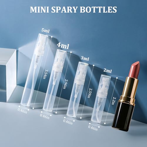 Chiallco Mini Perfume Sample Bottles, 4 ml Plastic Small Spray Bottle 10 Pack, Fine Mist, Portable Perfume Travel Refillable Bottle, Upgraded atomizer sprayer, Clear - style: 4ML