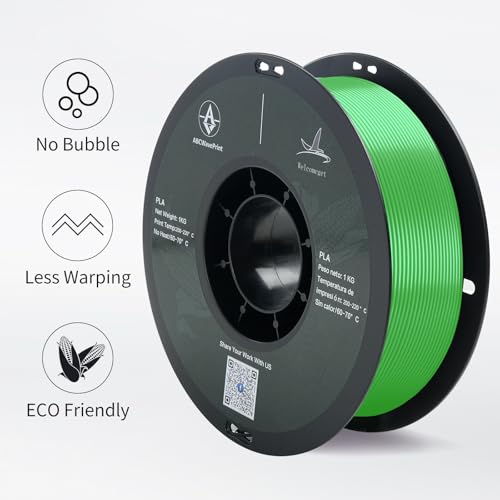 PLA 3D Printer Filament, Dimensional Accuracy +/- 0.02 mm, 1 kg Spool(2.2lbs), 1.75 mm，Green - color: 1kg Green