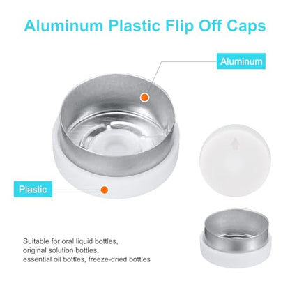 uxcell 13mm Flip Off Caps, 100PCS Burr-Free Flip Off Top Caps Seals Flip Off Aluminum Plastic Vial Flip Off Seals Caps Cover for Glass Vial Freeze-Dried Bottles, White/Silver - color: White/Silver, size: 13mm