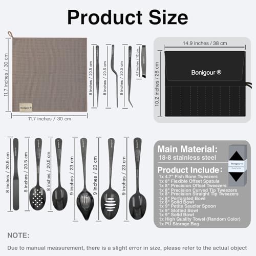 | Plating Tools Culinary Set | 11 Piece Professional Chef Plating Tools Pro Kit | Kitchen Plating Utensils | Modernist Cuisine Food Art | Stainless Steel | Black (Black) - color: Black
