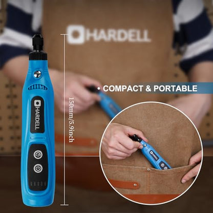 HARDELL Mini Cordless Rotary Tool 4V, 5-Speed 42pcs DIY Craft Tool Kit - color: Blue