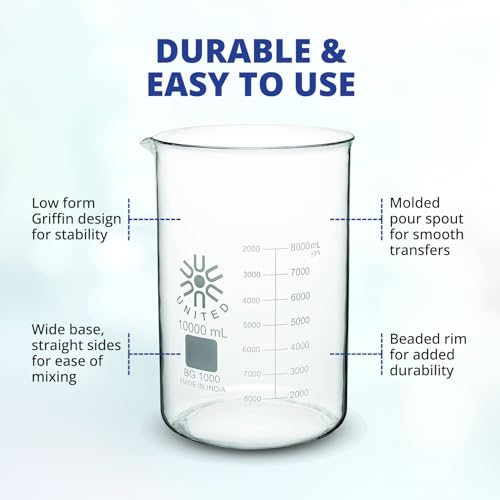 United Scientific™ Large Glass Beaker, 10,000ml, Autoclavable, 1 Each - size: 10L (1 Each)