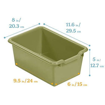 ECR4Kids 10 Cubby Mobile Tray Cabinet with Bins, 5x2, Natural - color: Earthtone