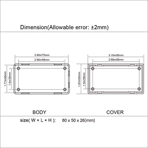 LeMotech Project Box 10 Pieces ABS Plastic Electrical Project Case Small Junction Box for Electronics Black 3.1 x 2.0 x 1.0 inch (80 x 50x 26 mm) - size: 3.1" x 2.0" x 1.0"(10pc)