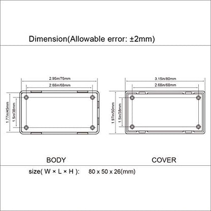LeMotech 5 Pieces Plastic Project Boxes Junction Case for Electronic Project, Black 3.1 x 2.0 x 1.0 inch (80 x 50x 26 mm) - size: 3.1" x 2.0" x 1.0"(5pc)