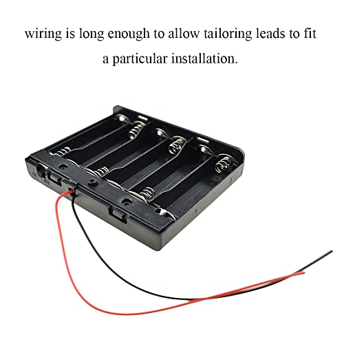 HAHIYO 9V 6AA Battery Holder Bundle with Wire Sturdy Cover Flexible Springs Contact Build-in Switch Batteries Black Case Easy Install 2 Pieces for Wall Clocks Ham Radio Kids Toys - style: 6AA-2P
