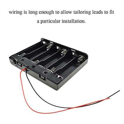 HAHIYO 9V 6AA Battery Holder Bundle with Wire Sturdy Cover Flexible Springs Contact Build-in Switch Batteries Black Case Easy Install 2 Pieces for Wall Clocks Ham Radio Kids Toys - style: 6AA-2P