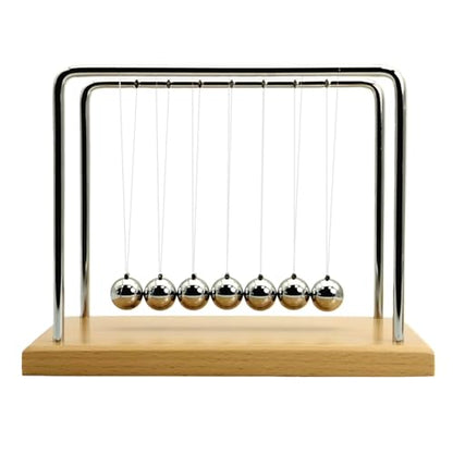 QLKUNLA Newtons Cradle Balance Balls Science Physics Gadget Desktop Decoration Kinetic Motion Toy for Home and Office (Beech,7 Balls)