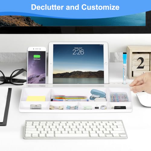 2 Pack Desktop Glass Whiteboard with Storage, Desk Dry Erase White Board - color: Organizer-all White (2-pack)