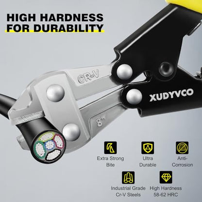 XUDYVCO 8IN Heavy Duty Mini Bolt Cutters with Labor-Saving Spring