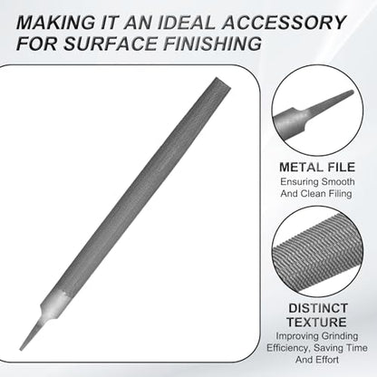 HARFINGTON 2pcs 12" Half Round Medium Cut File Double Cut Teeth Medium Metal File High Carbon Steel T12 without Handle for Metal Wood Tool Sharpener, Gray - size: 12"