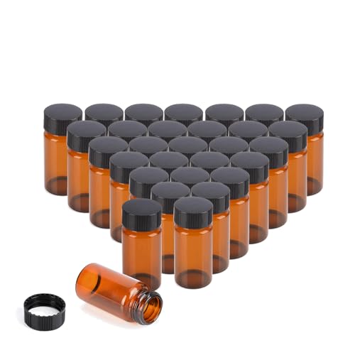 PEKYBIO 20 PCS 20 ML Amber Small Liquid Sample Glass Vials with Screw Caps - size: 27.5*57mm 5 Dram & 20ml Vial