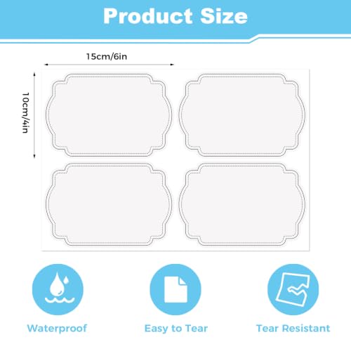 8 Shapes Labels for Storage Bins, 160 Removable Label White with Black Edge - color: White With Black Edges