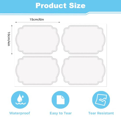 8 Shapes Labels for Storage Bins, 160 Removable Label White with Black Edge - color: White With Black Edges