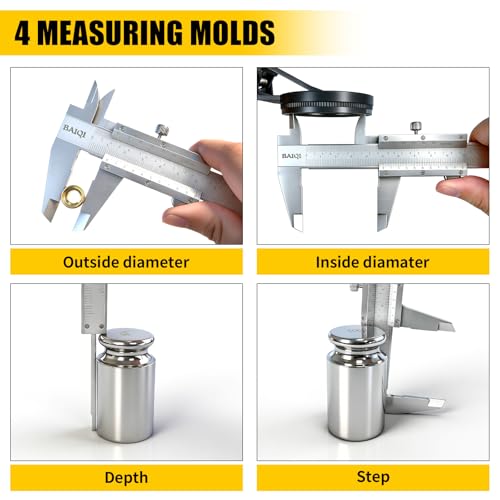 Vernier Caliper Measuring Tool,0-6"/0-150mm Manual Stainless Steel Caliper,High Accuracy 0.001In/0.02mm Dual Imperial/Metric Scale High Precision Micrometer