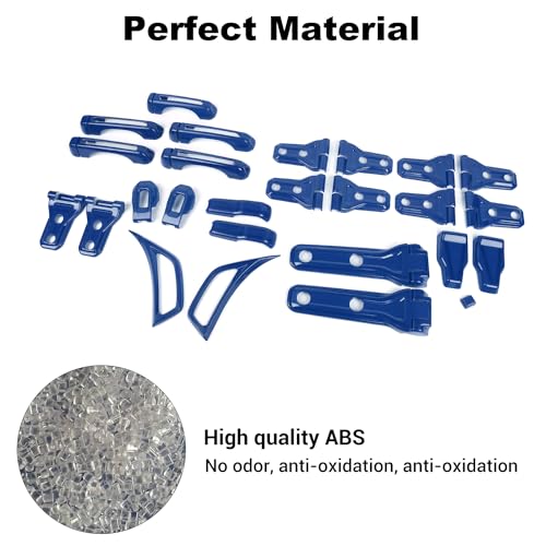 JWWY Complete Exterior Cover Trim Kit for 2018–2026 Jeep Wrangler JL JLU, Full Coverage Door Handle Hood Hinge Hood Latch Side Air Vent Rear Tailgate Window Hinge Covers, 43PCS Blue - color: Blue