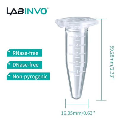 5ml Sterile Microcentrifuge Tubes with Safe-Lock Cap, Pack of 200, Max.RCF25000×G Conical Bottom Centrifuge Tubes, PP Material, Molded Graduation 10.5x51mm, IN-MT50A - style: 5mL, 200PCS,Sterile
