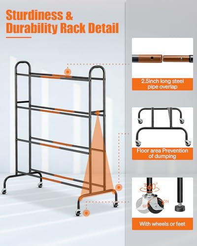 AHOWPD 3D Printer Filament Storage Rack - 4 Tier Rolling Filament Spool Holders Racks with Wheels, Heavy Duty Metal Shelf for PLA/ABS/TPU, Filaments Organzied for 3D Printing Studio, Office Workshop