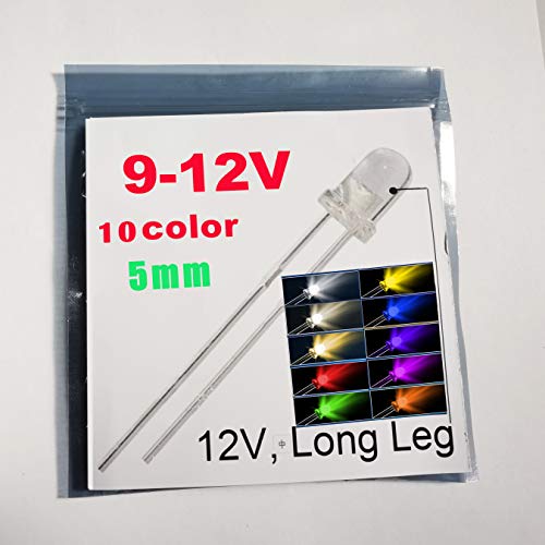 9V - 12V LED Mix (5mm)20pcs in each color(total: 200pcs) Gauge Cluster Instrument Light Emitting diode - color: 10colors X20=200pcs, size: 200 Count (Pack of 1)