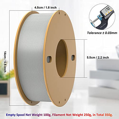 PLA+ 3D Printer Filament 1.75mm No Tangle, Neatly Wound Filament Net Weight 250g Spool, PLA Pro Plus,Silk Silver - color: 250g-silk Silver
