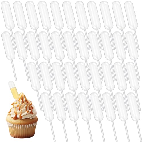 100Pcs 4Ml Cupcake Pipettes, Clear Transfer Liquid Mini Pipettes Dropper, Plastic Pipette Kitchen Supplies, Injector Mini Pipet for Chocolate Strawberries Cupcakes Waffles - style: Strip Shape