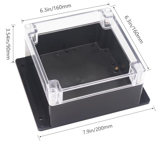 Junction Box IP65 Waterproof ABS Plastic Electrical Project Case Power Junction Boxes, Clear Cover Project Box with Fixed Ear 6.30x6.30x3.54 inch (160 x 160 x90 mm) - color: Clear, size: 6.30"x6.30"x3.54"