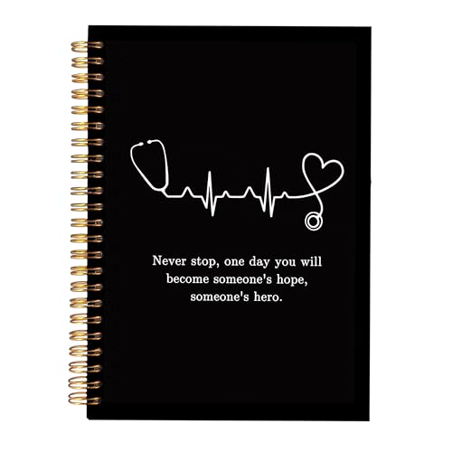 Nurse Notebook, Future Nurse Gifts for Women Journal, Inspirational Affirmation Notebooks for Note Taking, Black Hardcover Spiral Notebook 5.5x8.3in - color: Doctor
