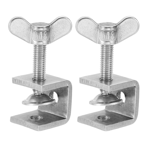 HARFINGTON 2Pcs 304 Stainless Steel C Clamps 20mm Square Mini Tiger Clamp - size: 20mm