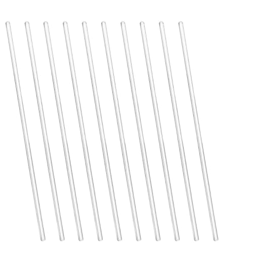 10Pcs Glass Stirring Rod 9.8" Length High Temperature Resistant Stir Rod Mixing Tools for Hot Cold Beverages Cocktails Drinks Mixtures - size: 6x250mm