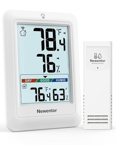 Newentor Indoor Outdoor Thermometer Wireless with 24H/48H/ALL-TIME High Low - color: White, size: with 1 sensor