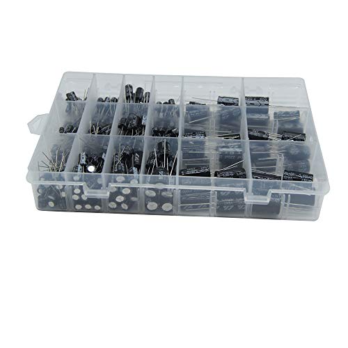 Electrolytic Capacitors 2.2uF 22uF 220uF 2200uF 6.3V 10V 16V 25V 50V 63V 100V 250V 400V Used in Toys Home Appliances Smart Meters Lighting Audio18Value 300Pcs XUANSN Capacitor Kit