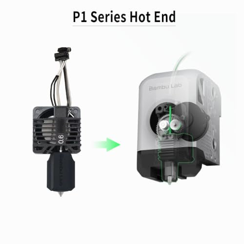 Bamboo Original P1P Hotend P1S Hardened Steel Hotend Kit Set with Fan, Complete Hot End Kit Assembly for Bambu LAB P1S,P1P 3D Printer (0.6MM)