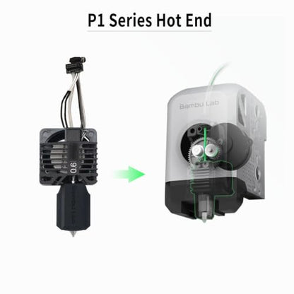 Bamboo Original P1P Hotend P1S Hardened Steel Hotend Kit Set with Fan, Complete Hot End Kit Assembly for Bambu LAB P1S,P1P 3D Printer (0.6MM)