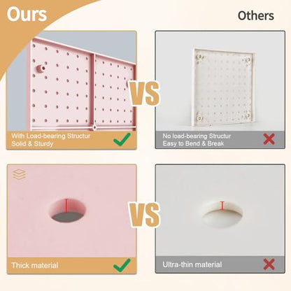 FZK Modular Plastic Pegboard Wall Organizer Kit, Pink, 12x12, 4 Panels - color: Pegboard Kit-Pink-2