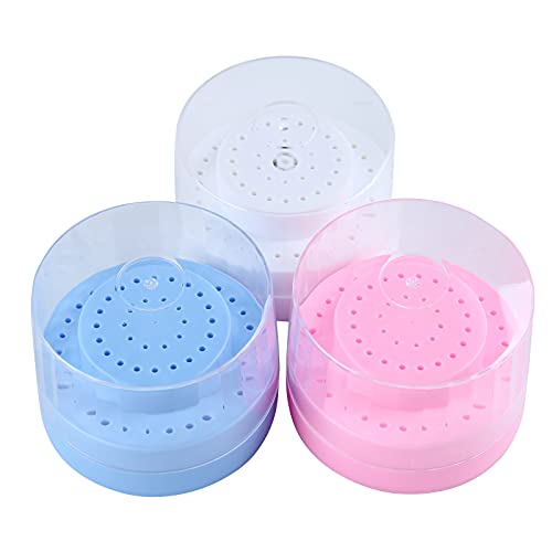 Dental Multi-Use Burs Holder 60 Holes Round with Transparent Cover Random