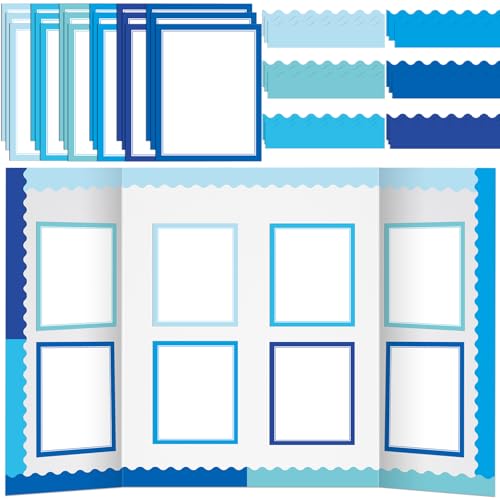90 Pcs Science Fair Board Supplies Trifold Poster Boards, Ocean - color: Ocean