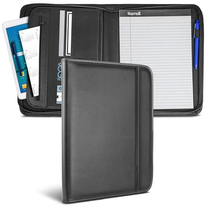 Samsill Professional Padfolio with Secure Zippered Closure, 10.1 Inch Tablet Sleeve, and 8.5 by 11 Inch Notepad, Black, Full Size (70820) - size: Letter - 8.5 x 11 inches, style: Zipper Padfolio