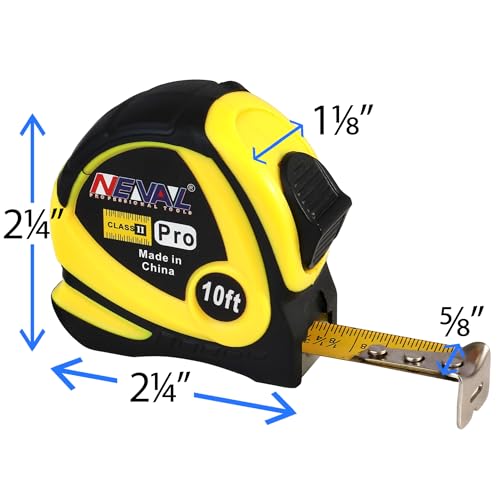 Tape Measure 10ft, 12-Pack Bulk, Self-Locking, Easy Read Measuring Tape, Retractable with Fractions 1/8 inch Scale