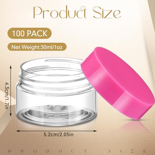 SATINIOR 100 Pcs Plastic Jars with Lids Small Containers Lids Wide Mouth Small Plastic Containers for Lotion Cream Rhinestones Body Butters Travel Storage(1 oz,Pink) - color: Pink, size: 1 oz