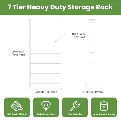 3D Printer Filament Rack, 7-Tier Heavy Duty Filament Storage Shelf, Reinforced Steel Organizer for PLA PETG ABS TPU Spools, Adjustable for 200g5kg Filaments, Ideal for Print Farm, Maker Space, Lab