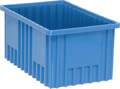 QUANTUM STORAGE SYSTEMS DG92080BL Dividable Grid Storage Container, Heavy-Duty Stackable Plastic Parts Bin for Warehouse, Assembly & Industrial Organization, 16-1/2" x 10-7/8" x 8", Blue, 8-Pack