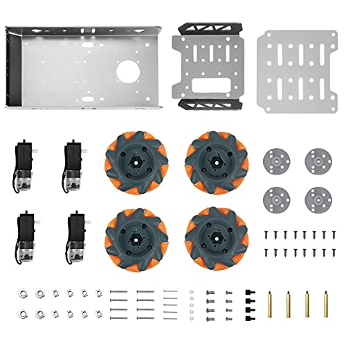 Mecanum Wheel Chassis Car Kit with TT Motor, Aluminum Alloy Frame, Smart Car Kit for DIY Education Robot